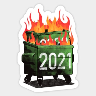 2021 Double Dumpster Fire (2021 Double Dumpster Fire 2020 Big Trash Can Burning Meme) Sticker